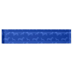 Niedliches blaues Dackelmuster Namensplakette