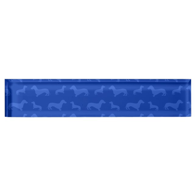 Niedliches blaues Dackelmuster Namensplakette (Vorderseite)