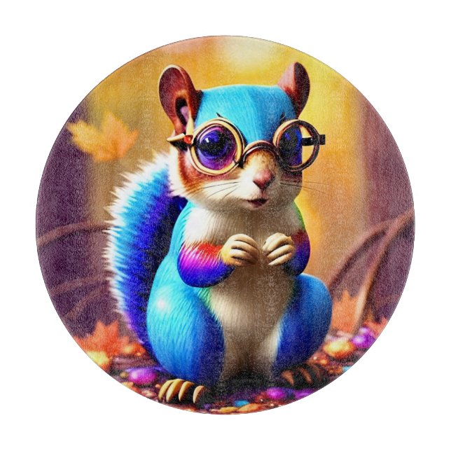 Niedliches Blaues Eichhörnchen mit Brille-46506 Schneidebrett (Vorderseite)