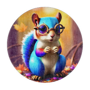 Niedliches blaues Eichhörnchen mit Brille Schneidebrett