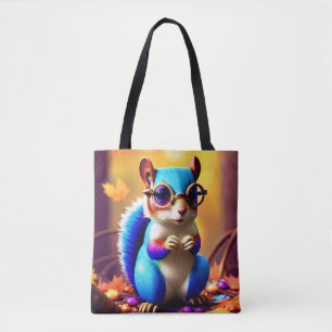 Niedliches blaues Eichhörnchen mit Brille Tasche