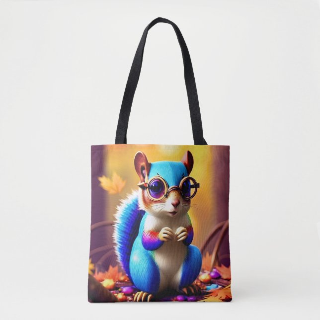 Niedliches blaues Eichhörnchen mit Brille Tasche (Vorderseite)