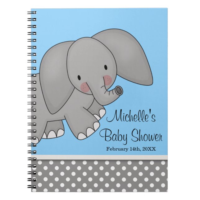 Niedliches blaues Elefant-Baby-Duschen-Gast-Buch Notizblock (Vorderseite)