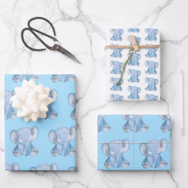 Niedliches blaues Elephant Wrapping Paper-Set Geschenkpapier Set