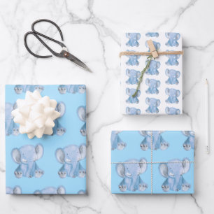 Niedliches blaues Elephant Wrapping Paper-Set Geschenkpapier Set