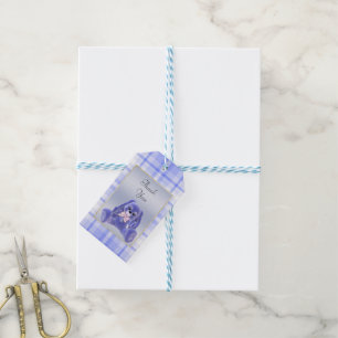 Niedliches blaues Häschen-Kaninchen danken Ihnen Geschenkanhänger
