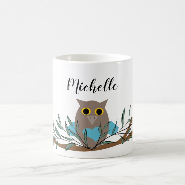 Niedliches blaues Herz auf dem Zweig Personalisier Kaffeetasse (Mittel)