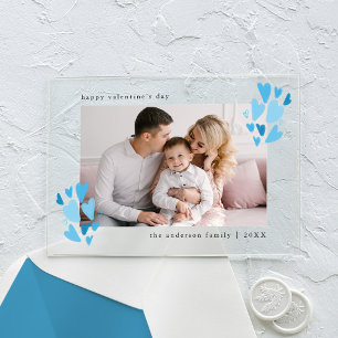 Niedliches blaues Herz Foto Valentinstag Acryleinladungen
