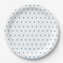 Niedliches blaues Herz-Muster-Party-Papierplatte