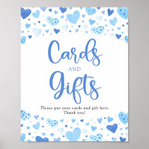Niedliches blaues Herz - Valentine Karten und Gesc Poster
