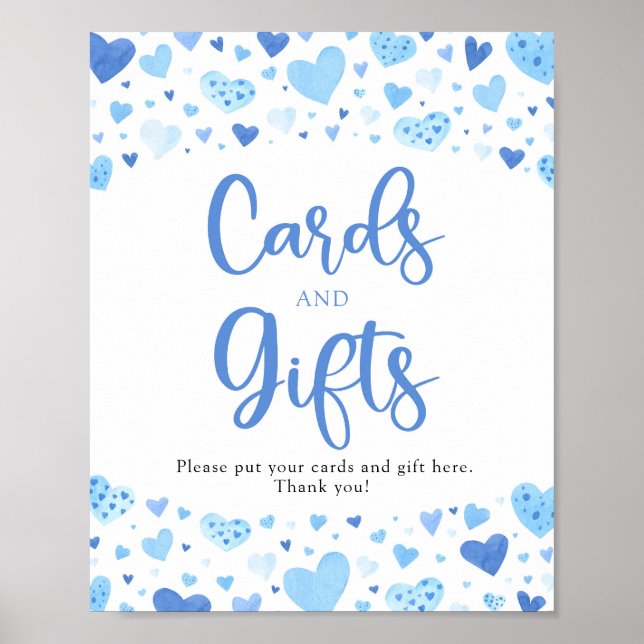 Niedliches blaues Herz - Valentine Karten und Gesc Poster (Vorne)