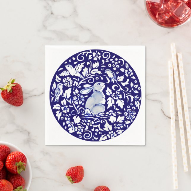 Niedliches Blaues Kaninchen Sitzplatz Bunny Dham D Serviette (Beispiel)
