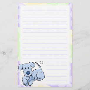 Niedliches blaues Kawaii Hundebriefpapier Briefpapier
