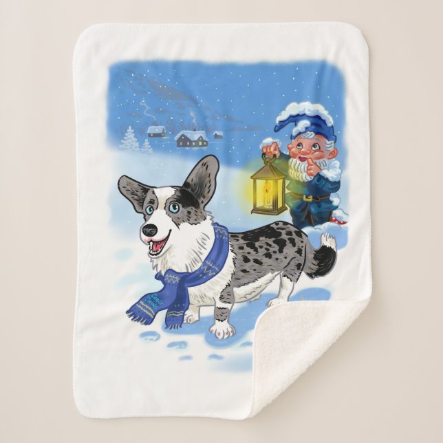Niedliches blaues Merle im Schnee Sherpadecke (Vorderseite)