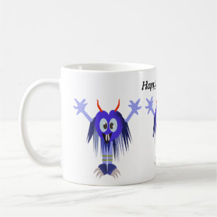 Niedliches blaues Monster Halloween Kaffeetasse