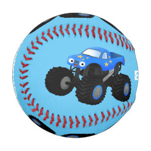 Niedliches blaues Monster-LKW-Cartoon Baseball