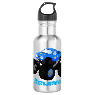 Niedliches blaues Monster-LKW-Cartoon Edelstahlflasche