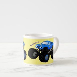Niedliches blaues Monster-LKW-Cartoon Espressotasse