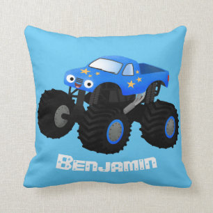 Niedliches blaues Monster-LKW-Cartoon Kissen