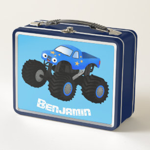 Niedliches blaues Monster-LKW-Cartoon Metall Brotdose