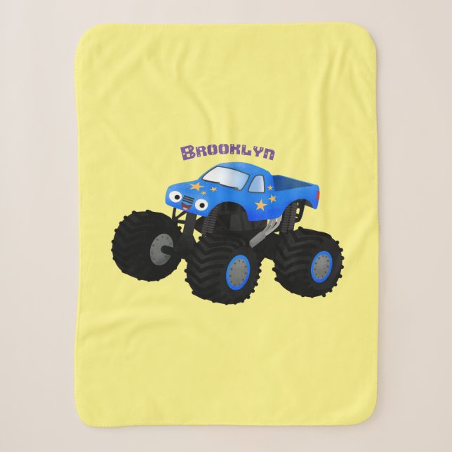 Niedliches blaues Monster-LKW-Cartoon Sherpadecke (Vorderseite)