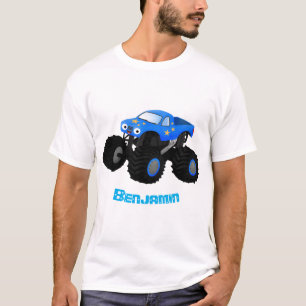 Niedliches blaues Monster-LKW-Cartoon T-Shirt