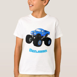 Niedliches blaues Monster-LKW-Cartoon T-Shirt