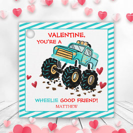 Niedliches Blaues Monster Truck Schule Valentine Geschenkanhänger