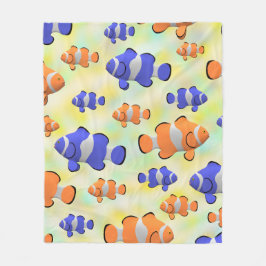 Niedliches blaues Orangenfisch-Muster Fleecedecke