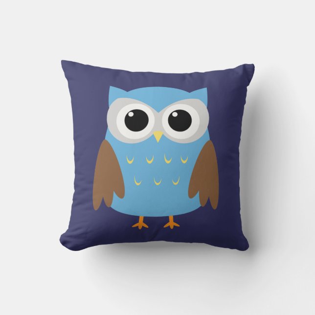Niedliches blaues Owl Kids Kissen Kissen Kissen (Vorderseite)