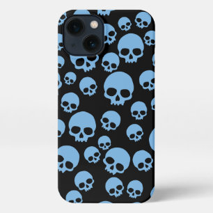Niedliches blaues Random Skulls-Muster iPhone Hülle
