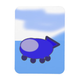 Niedliches blaues Raumschiff Wolken Flexibles Foto Magnet