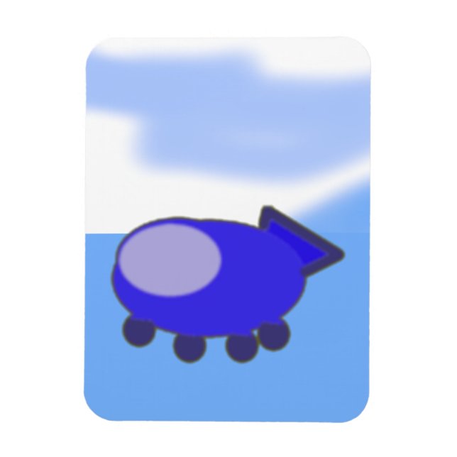 Niedliches blaues Raumschiff Wolken Flexibles Foto Magnet (Vertikal)