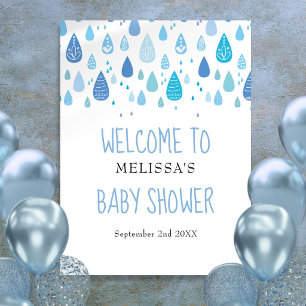 Niedliches blaues Regentropfen Kinderdusche / Spri Poster