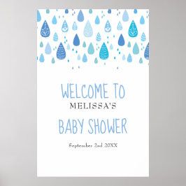 Niedliches blaues Regentropfen Kinderdusche / Spri Poster