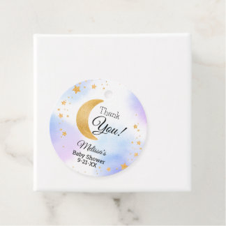 Niedliches blaues Rosa über dem Mond Danke, Babydu Geschenkanhänger