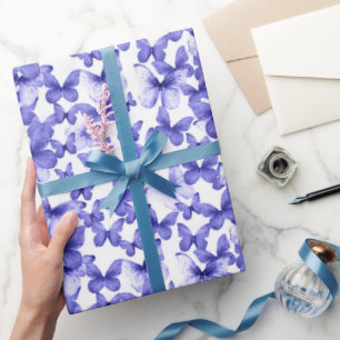 Niedliches blaues Schmetterlingsmuster Geschenkpapier
