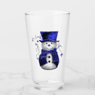 Niedliches blaues Snowman-Weihnachten Glas