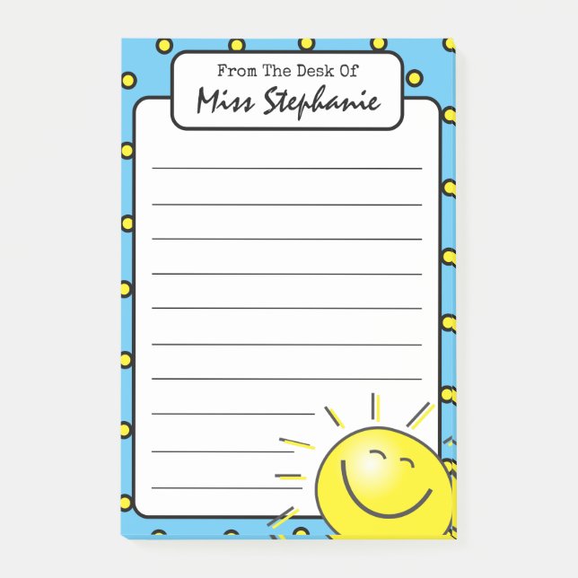 Niedliches blaues Sonnenlicht Lächeln Gesicht von  Post-it Klebezettel (Vorderseite)
