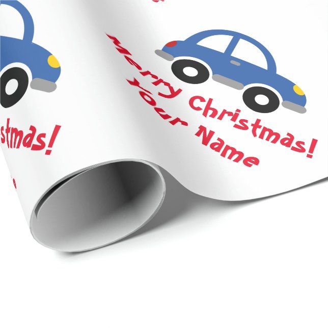 Niedliches blaues Spielzeugauto kundenspezifischer Geschenkpapier (Rolleneckpunkt)
