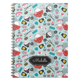 Niedliches blaues Sushi-Muster Notizblock