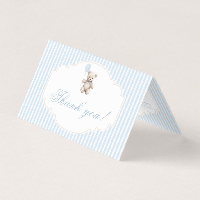 Niedliches blaues Teddy Bär Babydusche Danke Karte (Vorderseite)