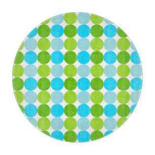 Niedliches blaues und grünes Polka-Punkt-Muster Schneidebrett