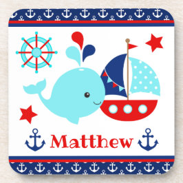 Niedliches blaues Wal- und Ankermuster Getränkeuntersetzer