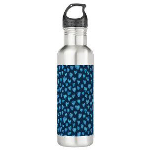 Niedliches Blaues Wasserfarben-Herzmuster Edelstahlflasche