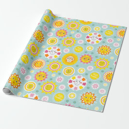 Niedliches blaugelbes Sonnenschutzpapier Geschenkpapier