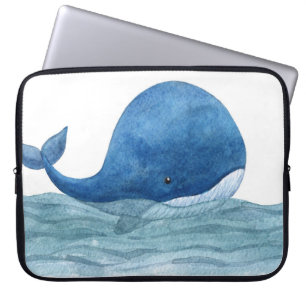 Niedliches Blauwal-Aquarellbild Laptopschutzhülle