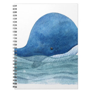 Niedliches Blauwal-Aquarellbild Notizblock
