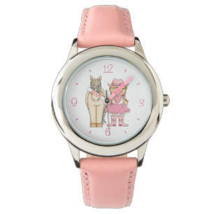 Niedliches Blond Cowgirl und Cream Horse Armbanduhr