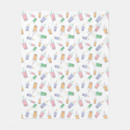 Niedliches Blubble Tee Muster Pastellfarben Soft C Fleecedecke